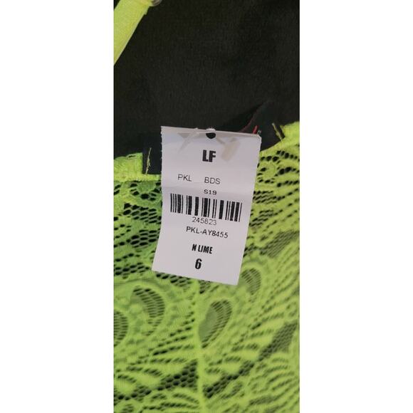 LF Stores Neon Lime Lace Bodysuit Teddy Lingerie Size 6 - Picture 7 of 7